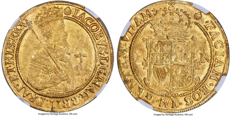 James I (1603-1625) gold Unite ND (1606-1607) MS63 NGC, Tower mint, Rose mm, Sec...