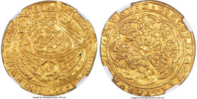 Netherlands Kampen. City gold Imitative Rose Noble ND (1600-1602) MS62 NGC, Kampen mint, KM13, Fr-151-2. 7.57gm. Inverted C on flag (obverse). Simply ...