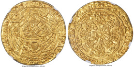 Netherlands Kampen. City gold Imitative Rose Noble ND (1590-1593) AU Details (Bent) NGC, Kampen mint, Fr-151-1. Regular C on flag (obverse). Quite cha...