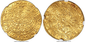 Netherlands Utrecht. Provincial gold Imitative Rose Noble ND (1600-1601) MS63 NGC, Utrecht mint, KM6, Fr-277. 7.62gm. A remarkable relic that flaunts ...