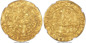 Netherlands Utrecht. Provincial gold Imitative Rose Noble ND (1600-1601) MS60 NGC, Utrecht mint, KM6, Fr-277. 7.59gm. Struck slightly off center on a ...