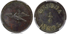 South Africa Griquatown copper 1/4 "Pence" (Farthing) Token ND (1815-1816) MS62 Brown PCGS, KM-XTn1, Hern-GT4. Reeded edge. From the first series of c...