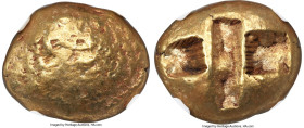 Ancients IONIA. Uncertain mint. Ca. 650-600 BC (or 550-500 BC). EL stater (18mm, 14.08 gm). NGC Choice Fine 5/5 - 5/5. Lydo-Milesian standard. Roughen...