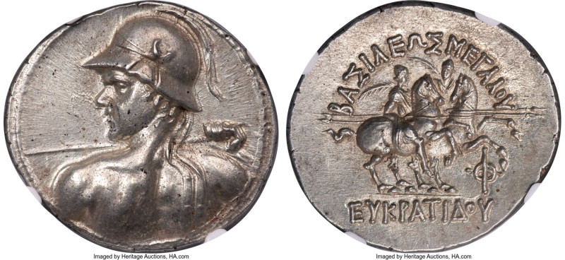 BACTRIAN KINGDOM. Eucratides I the Great (ca. 170-145 BC). AR tetradrachm (33mm,...