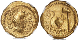 Ancients Julius Caesar, as Consul for the Third Time (46 BC), with Aulus Hirtius, as Praetor. AV aureus (20mm, 8.09 gm, 3h). NGC AU 3/5 - 4/5. Rome. C...