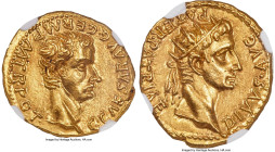 Ancients Gaius (Caligula) (AD 37-41), with Divus Augustus. AV aureus (19mm, 7.76 gm, 3h). NGC MS S 5/5 - 5/5. Lugdunum, AD 37-38. C•CAESAR•AVG•GERM•P•...