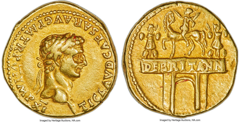 Claudius I (AD 41-54). AV aureus (19mm, 7.68 gm, 8h). NGC VF 5/5 - 3/5, brushed,...