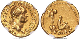 Ancients Vespasian (AD 69-79). AV aureus (19mm, 7.33 gm, 7h). NGC XF 5/5 - 2/5, marks, graffiti. Judaea Capta issue, Rome, ca. 21 December AD 69-early...