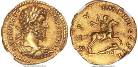 Ancients Lucius Verus, as Augustus (AD 161-169). AV aureus (19mm, 7.28 gm, 6h). NGC Choice XF S 5/5 - 4/5, Fine Style. Rome, August-December AD 165. L...