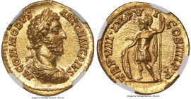 Ancients Commodus (AD 177-192). AV aureus (20mm, 7.29 gm, 7h). NGC Choice MS 5/5 - 4/5. Rome, AD 183. M COMMODVS-ANTON AVG PIVS, laureate, draped, and...