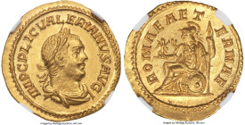 Ancients Valerian I (AD 253-260). AV aureus (20mm, 3.44 gm, 6h). NGC MS 4/5 - 3/5, brushed, die shift. Samosata(?), AD 255-256. IMP C P LIC VALERIANVS...