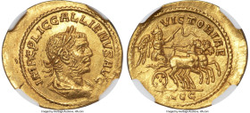 Ancients Gallienus, Joint Reign (AD 253-268). AV aureus (21mm, 3.31 gm, 12h). NGC MS 4/5 - 3/5, edge bend.  Samosata, AD 255-256. IMP C P LIC GALLIENV...