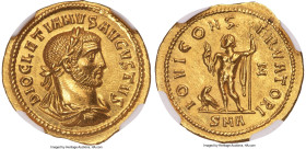 Ancients Diocletian (AD 284-305). AV aureus (21mm, 5.32 gm, 5h). NGC MS 5/5 - 4/5. Antioch, AD 290. DIOCLETIANVS AVGVSTVS, laureate, draped and cuiras...