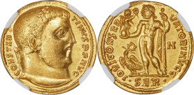 Ancients Constantine I the Great (AD 307-337). AV aureus (20mm, 5.28 gm, 12h). NGC MS 5/5 - 3/5, brushed. Serdica, AD 313. CONSTAN-TINVS P F AVG, laur...