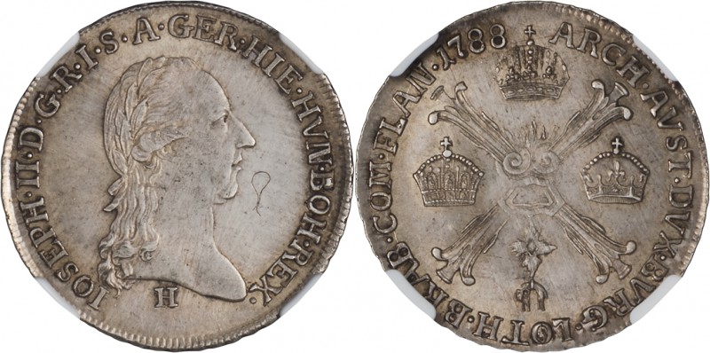 JOSEPH II
1/4 Thaler, 1788, H, Her. 211

about UNC | UNC , NGC MS 63