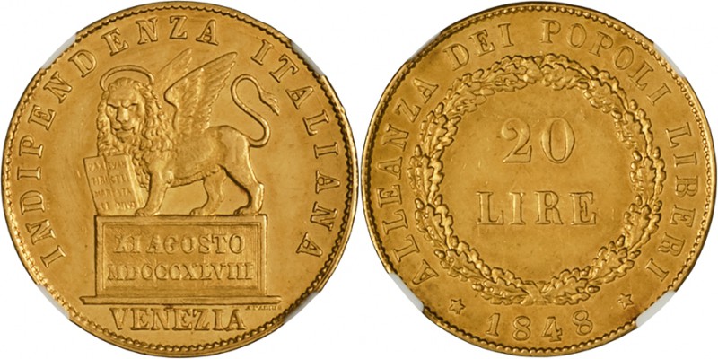 FERDINAND I/V
20 Lire, 1848, V, Früh. 1081

UNC | UNC , NGC MS 63