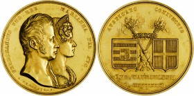FERDINAND I/V
Gold medal (15 a 1/2 Ducat) Wedding of Ferdinand I/V and Maria Anna of Savoy in Vienna, 1831, Au 986/1000 53,98 g, 45 mm

about UNC |...