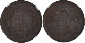 FRANZ JOSEPH I
4 Kreuzer, 1868, KB, Früh. 1830

UNC | UNC , NGC MS 64 BN