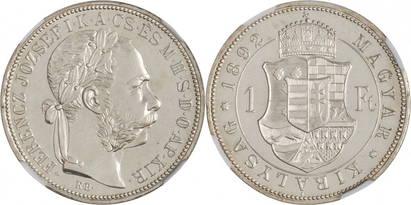 FRANZ JOSEPH I
1 Forint (Restrike), 1892, KB, Früh. 1797

PROOF , NGC PF 65