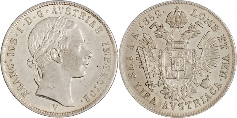FRANZ JOSEPH I
1 Lire, 1852, V, 4,33g, Früh. 1862

UNC | UNC