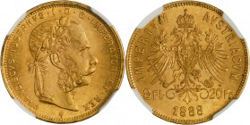 FRANZ JOSEPH I
8 Gulden | 20 Franken, 1888, KB, Früh. 1322

UNC | UNC , NGC MS 64