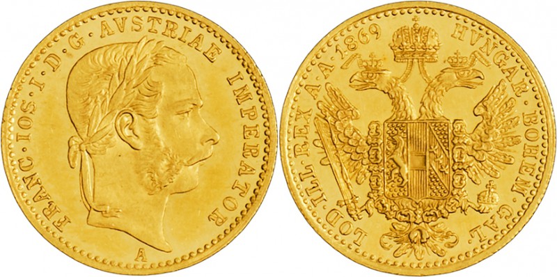 FRANZ JOSEPH I
1 Ducat, 1869, A, 3,48g, Früh. 1227

about UNC | UNC
