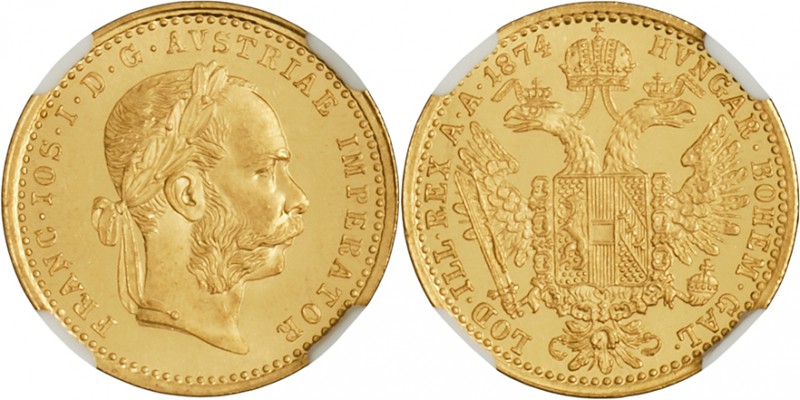 FRANZ JOSEPH I
1 Ducat, 1874, Früh. 1233

UNC | UNC , NGC MS 65