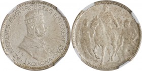 FRANZ JOSEPH I
1 Korona Millennium (Restrike), 1896, KB, 5,1g, Früh. 2195

PROOF , NGC PF 66
