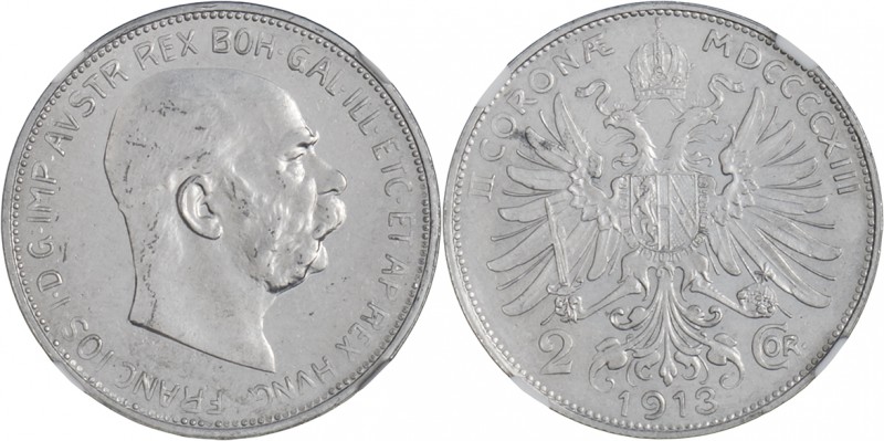 FRANZ JOSEPH I
2 Corona (Al pattern coin), 1913, WIEN, Her. 1142

UNC | UNC ,...