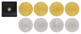 Set of 2 silver and 2 gold medals 2017 1000th anniversary of death of St. Wenceslaus (one-sided), limited mintage of 29 sets, original box, Ag 10,08-1...