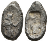 ACHAEM8ENID EMPIRE. Time of Darios I to Xerxes II (485-420 BC). Sardes.
AR Siglos (16,4mm 5,1g)
Obv: Persian king in kneeling-running stance right, ...