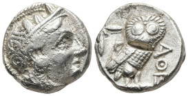 ATTICA. Athens. (Circa 465/2-454 BC).
AR Tetradrachm (23,3mm, 16,5g)
Obv: Head of Athena to right, wearing crested Attic helmet decorated with three...