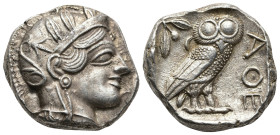 ATTICA. Athens. (Circa 430-420 BC).
AR Tetradrachm (24,5mm, 17,2g)
Obv: Head of Athena to right, wearing crested Attic helmet decorated with three o...