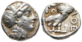 ATTICA. Athens. (Circa 393-355 BC).
AR Tetradrachm (23,7mm, 16,9g)
Obv: Head of Athena to right, wearing crested Attic helmet decorated with three o...