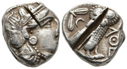 ATTICA. Athens. (Circa 353-294 BC)
AR Tetradrachm (22,1mm 17,1g)
Obv: Head of Athena to right, wearing crested Attic helmet decorated with three oli...