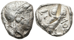 ATTICA. Athens. (Circa 353-294 BC)
AR Tetradrachm (24,6mm 17g)
Obv: Head of Athena to right, wearing crested Attic helmet decorated with three olive...