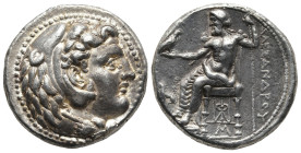 KINGS of MACEDON. Alexander III 'the Great'. (336-323 BC). Babylon
AR Tetradrachm (23mm, 15,8g)
Obv: Head of Herakles right, wearing lion skin
Rev:...