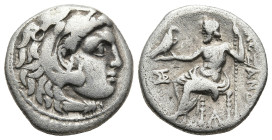 KINGS OF MACEDON. Alexander III ‘the Great’ (336-323 BC). Magnesia ad Maeandrum
AR Drachm (16,8mm 3,9g)
Obv: Head of Herakles to right, wearing lion...