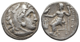 KINGS OF MACEDON. Alexander III ‘the Great’ (336-323 BC). Kolophon
AR Drachm (17mm 4g)
Obv: Head of Herakles to right, wearing lion skin headdress....