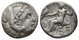 KINGS OF MACEDON. Alexander III ‘the Great’ (336-323 BC)
AR Drachm (15,3mm 3,8g)
Obv: Head of Herakles to right, wearing lion skin headdress.
Rev: ...