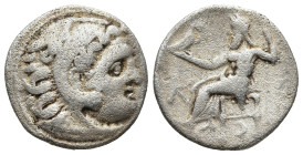 KINGS OF MACEDON. Alexander III ‘the Great’ (336-323 BC). Kolophon. Posthumous issue (circa 310-301 BC)
AR Drachm (18,1mm 3,7g)
Obv: Head of Herakle...