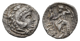 KINGS OF MACEDON. Alexander III the Great, (336-323 BC). contemporary imitation of Sidon mint issue
AR Hemiobol (Silver, 8.91 mm, 0.36 g)
Obv: Head ...