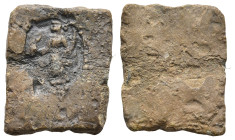 ASIA MINOR. Uncertain
Lead Tessera (4g 16,1mm diameter)
Obv: Goddess standing left, holding cornucopia and (?)
Rev: Blank