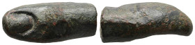 Ancient bronze object in finger form
(12,2g 25,6mm diameter)