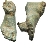 Ancient bronze statue's foot
(117,1g 39,1mm diameter)