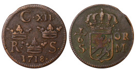 Sweden, ⅙ Ore Silfwermynt, 1718 year