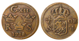 Sweden, ⅙ Ore Silfwermynt, 1718 year