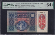 Austria, 10 Kronen, 1915 (1919), Choice UNC 64