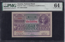 Austria, 1/- Schilling on 10000 Kronen, 1924, Choice UNC 64