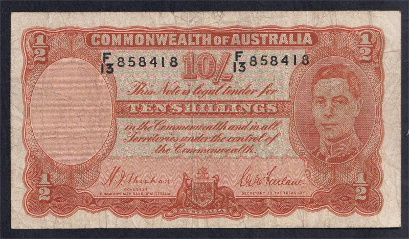 Australia, 10 shillings, 1939-1952, F, Pick: 25a